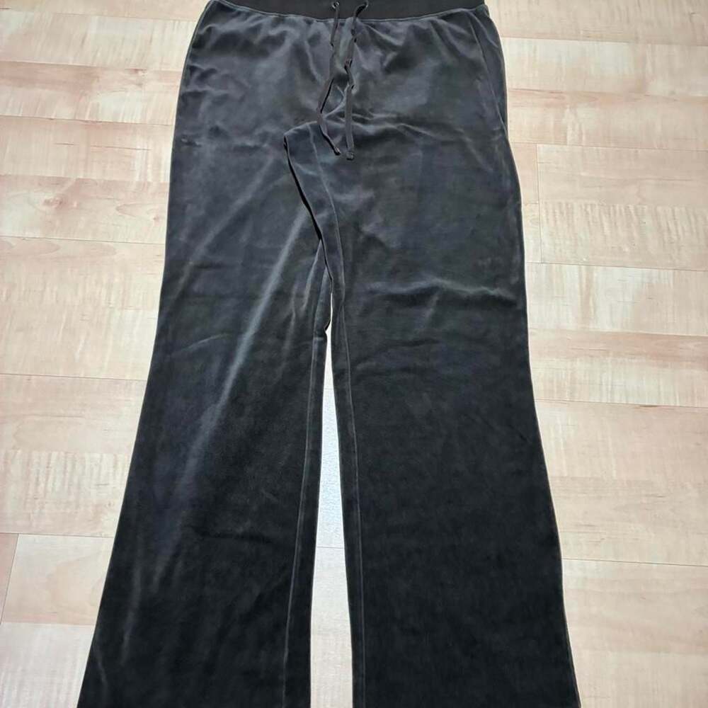 New York & Company NY&C Sport Velour Track Pants Large Long Dark Grey Y2K
